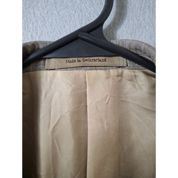 Ermenegildo Zegna Sport Coat Mens 44L Beige Brown Check Plaid Wool Jacket - Picture 3 of 14